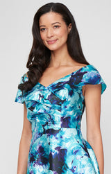 Plus Midi Printed Mikado A-Line Dress