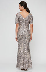 Caroline Flutter Sleeve Sequin Gown