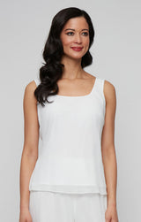 Plus 3/4 Sleeve Embroidered Twinset with Square Neck Chiffon Tank and Embellished Closure Jacket