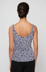 Plus Printed Glitter Twinset with Scoop Neck Tank & Mandarin Neck Jacket