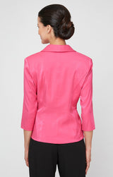 Regular - Collared Stretch Shimmer Blouse with Decorative Side Closure