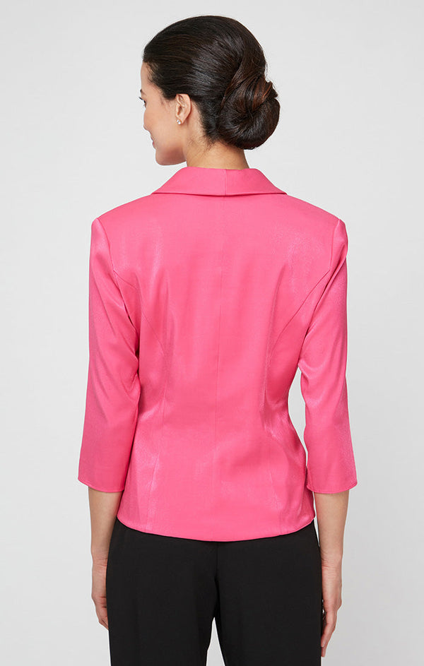 Regular - Collared Stretch Shimmer Blouse with Decorative Side Closure