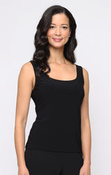 3/4 Sleeve Jacquard Twinset with Solid Jersey Scoop Neck Tank and Elongated Stand Collar Jacket