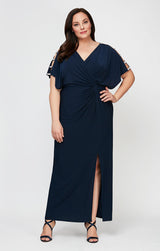 Plus Fiona Embellished Sleeve Jersey Dress