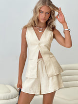 Days With You Linen Blend Vest Top Sand