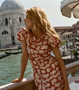 ALNA DRESS -- ROUGE FLEURS D'ANEMONE