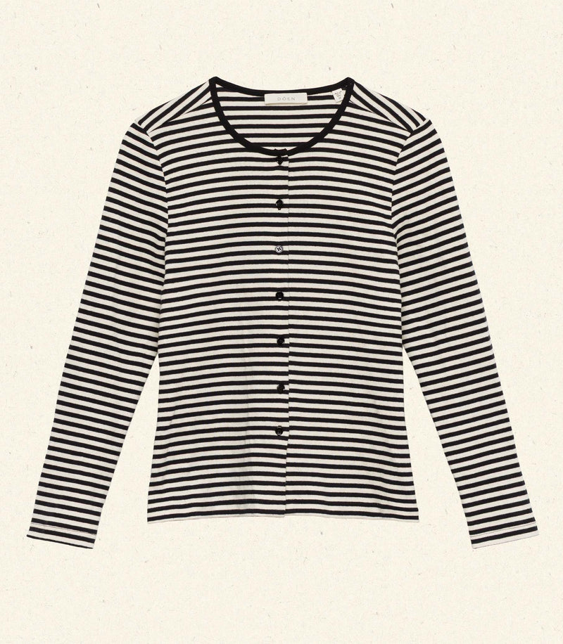 AMELIE TEE -- BLACK NANTUCKET STRIPE