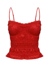 Angelie Jacquard Ruched Top Red