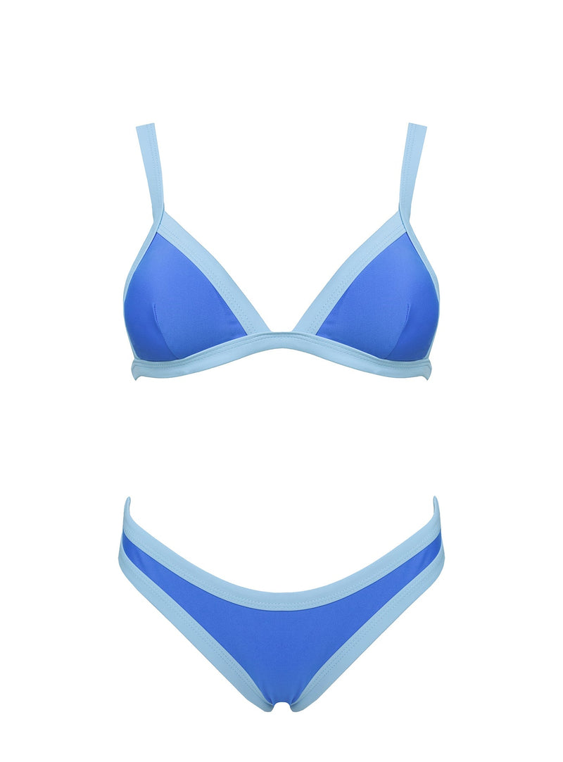 Amiri Contrast Triangle Bikini Top Blue