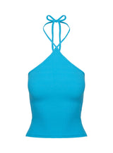 Baseline Halter Rib Top Blue