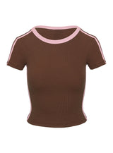 Baseline Scoop Rib Tee Brown / Pink