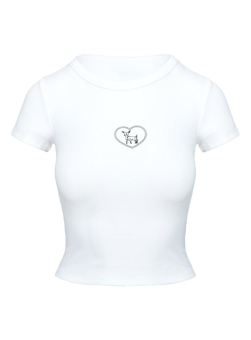 Baseline Rib Tee Oh Deer White
