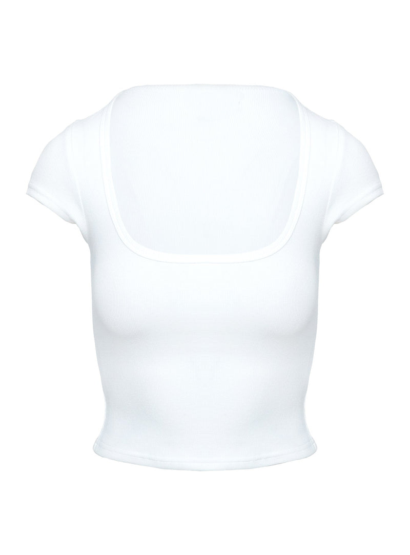 Baseline Square Neck Rib Top White