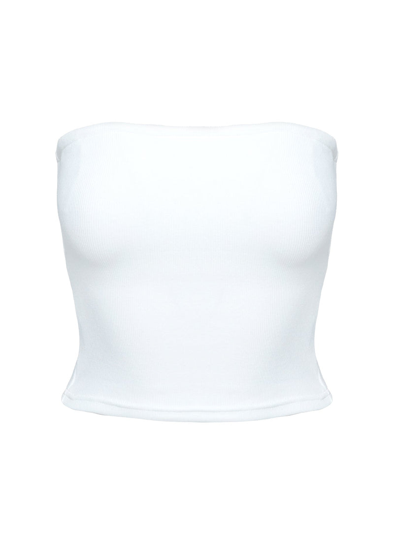 Baseline Strapless Rib Top White
