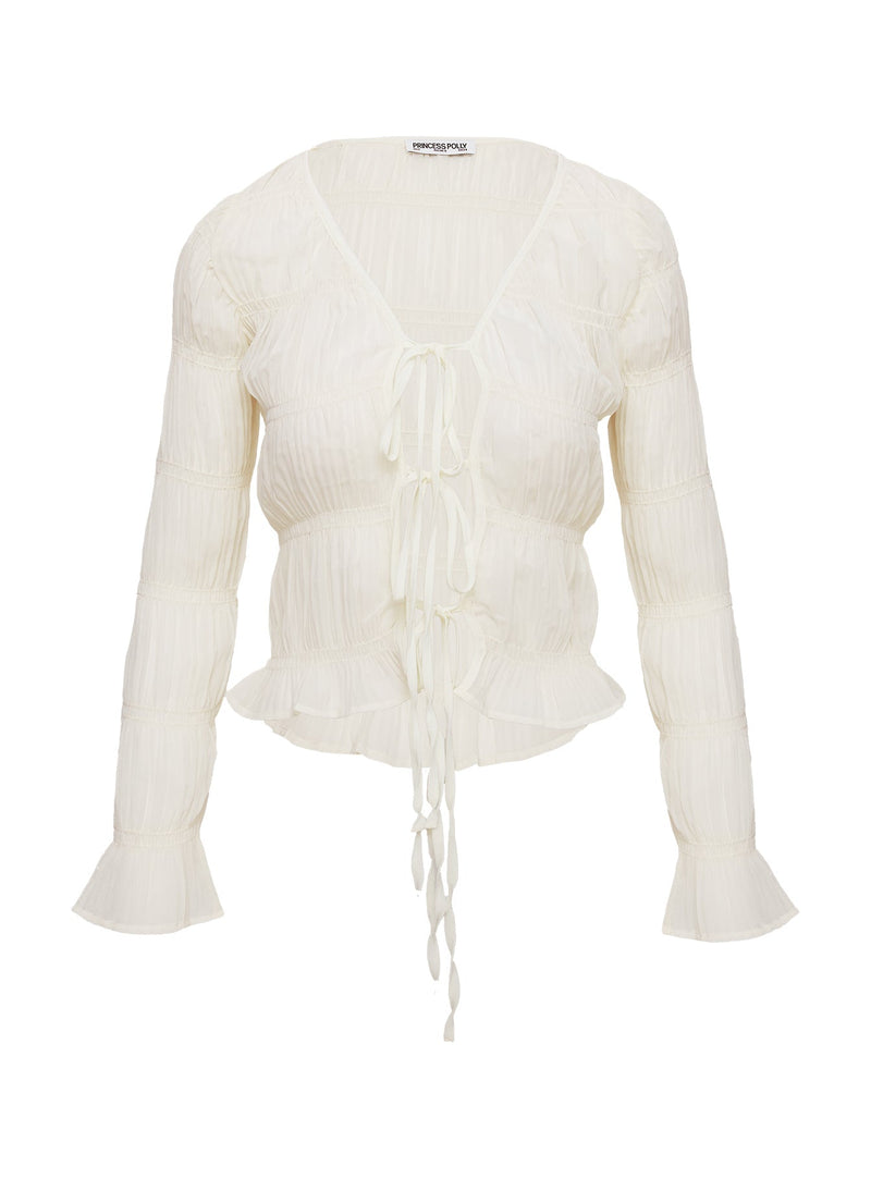 Carnelian Frill Long Sleeve Top Cream