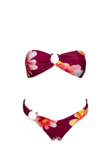 Candy Strapless Bikini Top Burgundy Floral