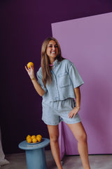 Pull On Denim Short - Blue