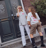 Loose Fit Leopard Jorts - Grey Morn