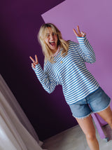 Loose Fit Denim Shorts - Blue