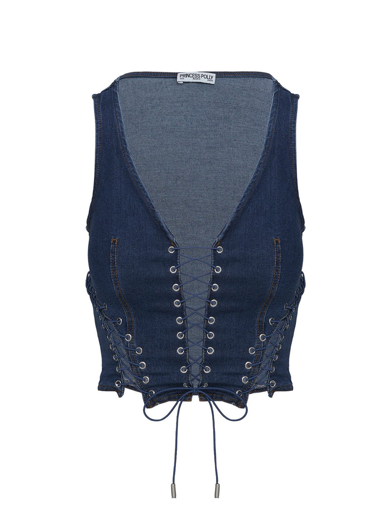 Edenette Top Mid Blue Wash