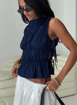 Endless Summers Tie Side Top Navy
