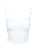 Essentials Ruched Rib Cami Top White