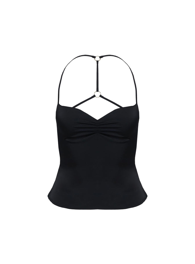 Floresta Razor Back Halter Top Black