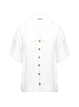Goody Linen Button Front Top White