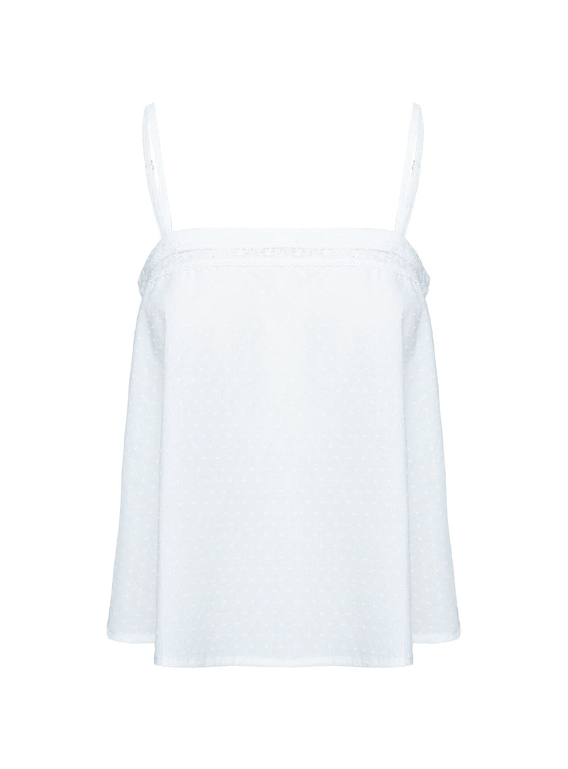 Invisible String Lace Sleep Top White