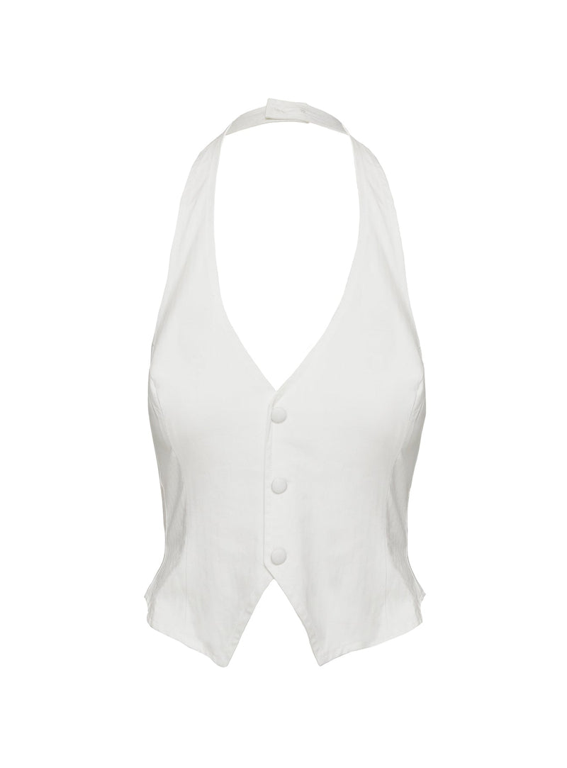 Mccarthie Halter Vest Top White