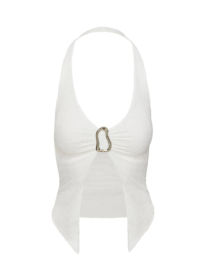 Moderna Halter Lace Top White