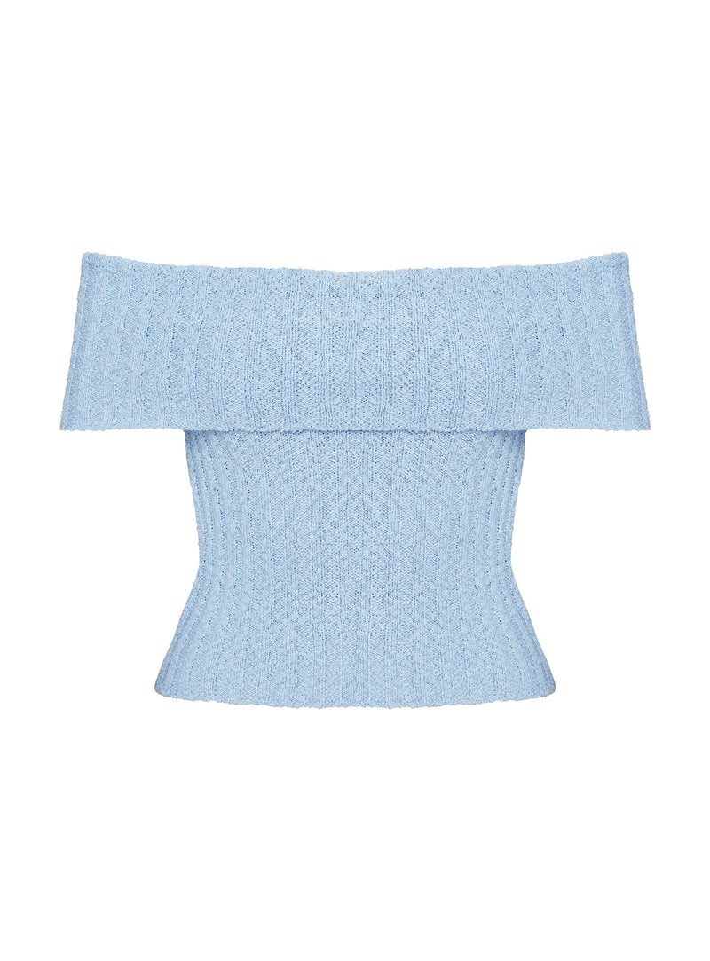 Murmur Off Shoulder Top Blue