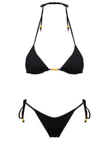 Nevaeh Beaded Triangle Bikini Top Black