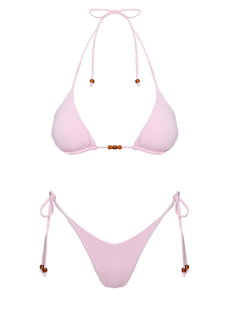 Nevaeh Beaded Triangle Bikini Top Pink