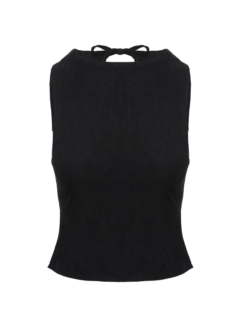 Penelopie Backless Top Black