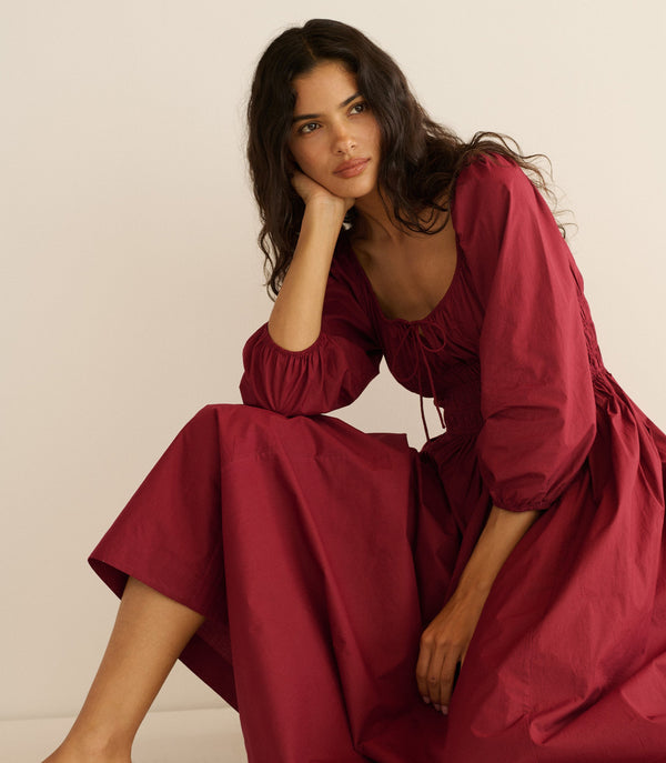 QUINTESSA DRESS -- DEEP CRIMSON