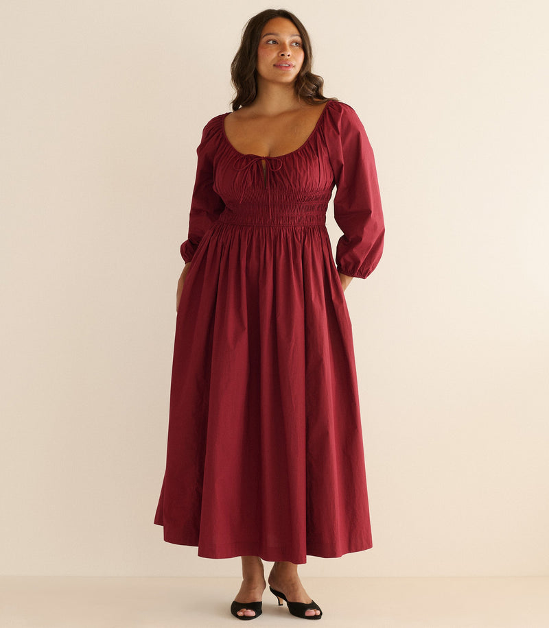 QUINTESSA DRESS -- DEEP CRIMSON