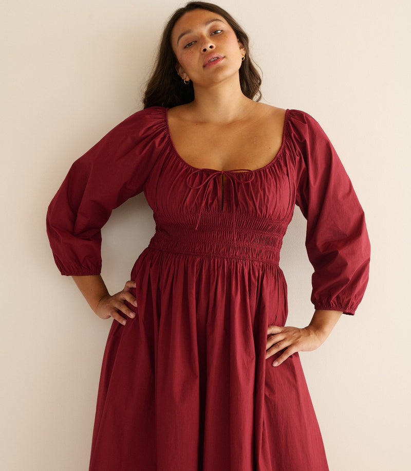 QUINTESSA DRESS -- DEEP CRIMSON