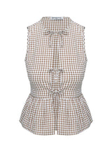 Rosellah Tie Up Top Brown Check