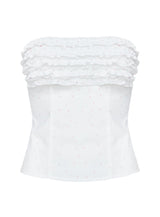 Swingset Love Strapless Top White / Pink Dot