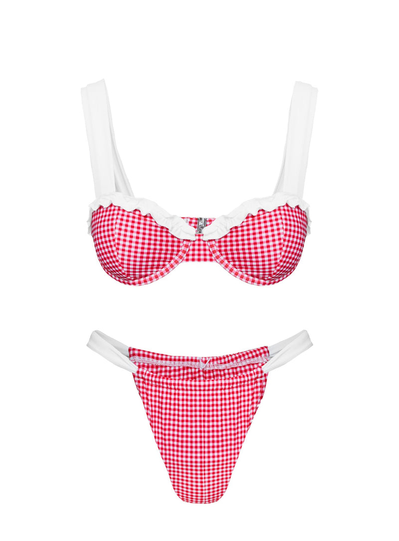 This Summer Underwire Bikini Top Red Gingham
