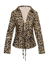 Toriah Long Sleeve Tie Up Top Leopard