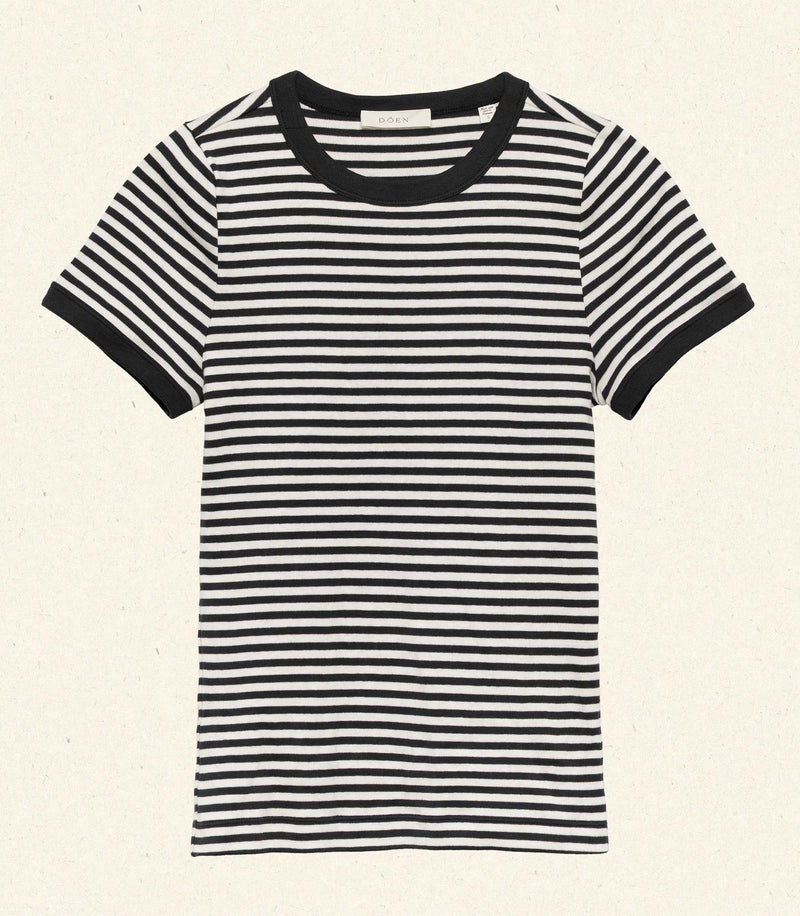 VIVI TEE -- BLACK NANTUCKET STRIPE