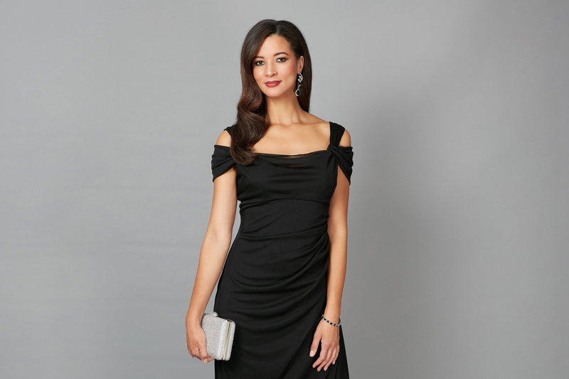 Lindsay Cold Shoulder Mesh Gown